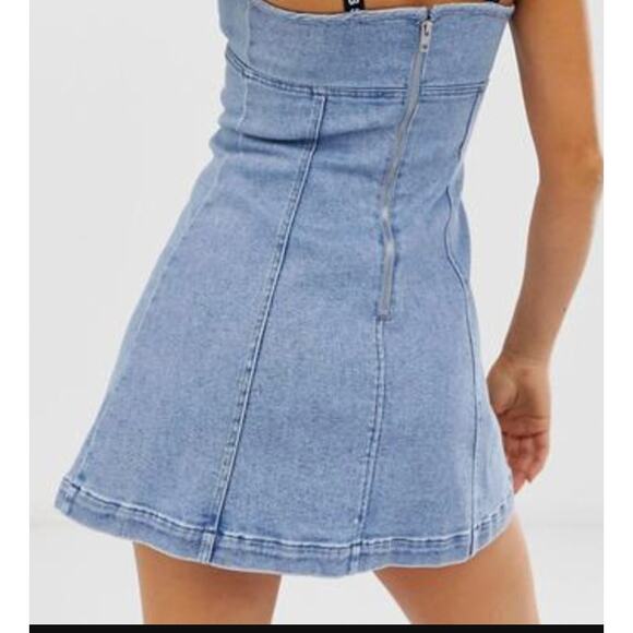 Miss Sixty Strapless Denim Corset Mini Dress Small | Lace-Up Front  Y2K Retro - Picture 11 of 11